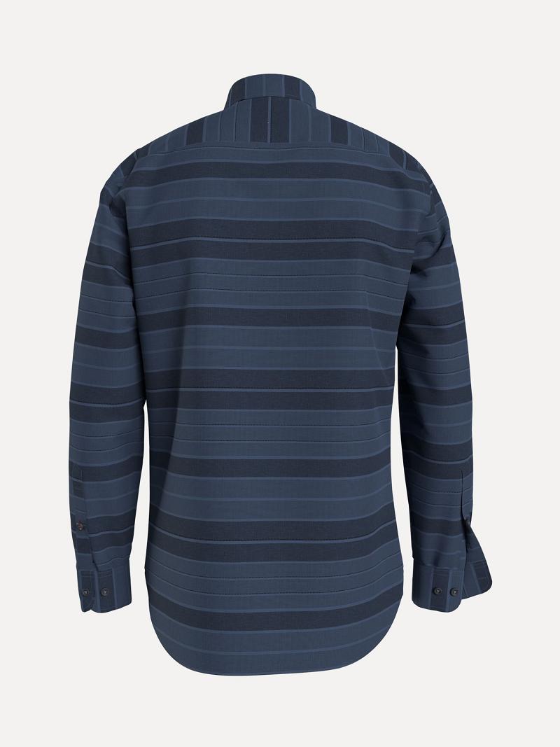 Férfi Tommy Hilfiger Regular fit chambray stripe Ingek Sötétkék | HU 1052QMA